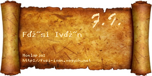 Füsi Iván névjegykártya